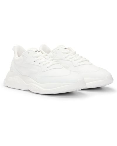 HUGO Mixed-material Sneakers With Contrast Logos - White