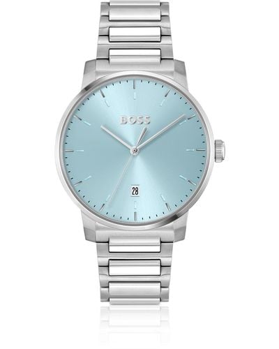 BOSS H-link-bracelet Watch With Light-blue Dial