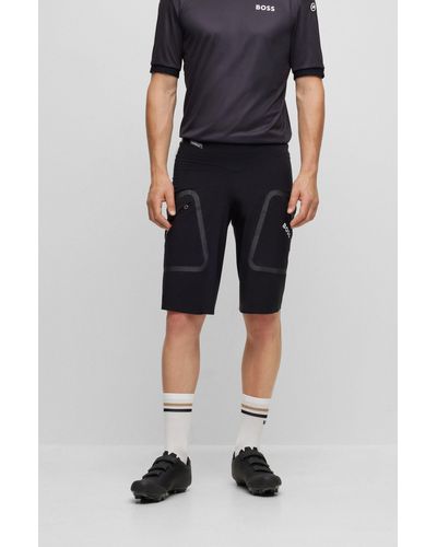 BOSS X Assos Regular-fit Cargo Shorts With Branding - Black