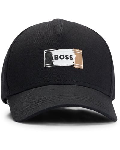 BOSS Cap aus Baumwoll-Twill mit Signature-Logo-Print - Schwarz