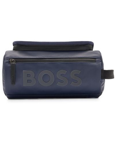 BOSS Toilettas Met Logodetail En Voorvak Met Rits - Blauw