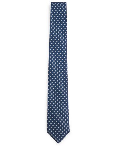 BOSS Silk Tie With Jacquard-woven Pattern - Blue