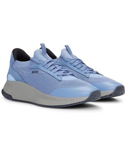 BOSS Ttnm Evo Trainers With Knitted Uppers - Blue
