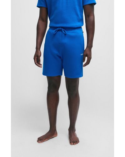 BOSS Pyjama Shorts With Embroidered Logo - Blue