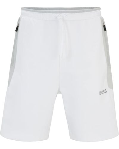 BOSS Shorts aus Baumwoll-Mix mit erhabenem 3D-Logo - Weiß