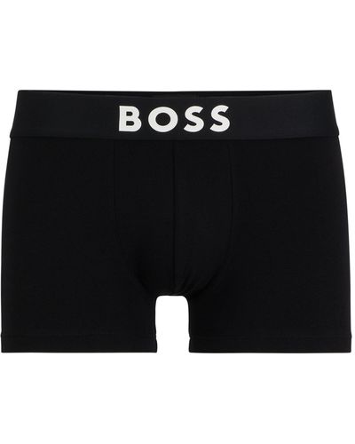 BOSS Eng anliegende Boxershorts aus Stretch-Baumwolle mit kurzem Bein und Logo am Bund - Schwarz