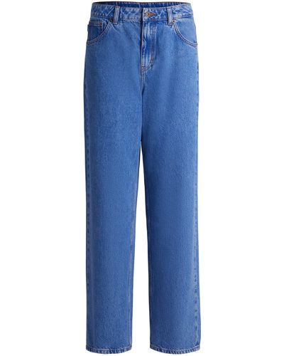 HUGO Relaxed-Fit Jeans aus blauem Stone-washed-Denim