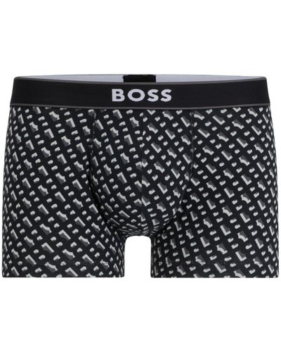 BOSS Boxershorts aus Stretch-Baumwolle mit mittlerer Bundhöhe und Print der Saison - Schwarz