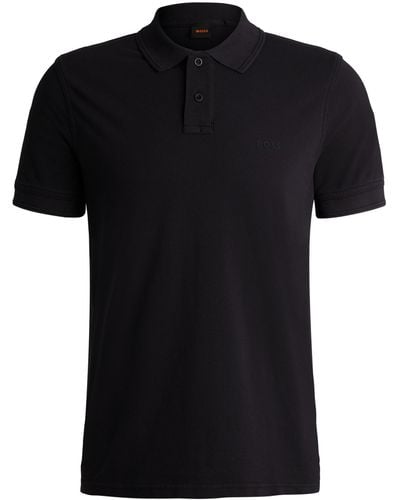 BOSS Poloshirt aus Baumwoll-Piqué mit Logo-Print - Schwarz