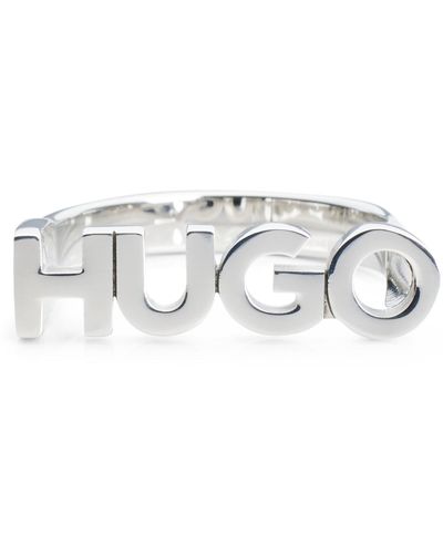 BOSS by HUGO BOSS E-2-RIN Logo-Ring aus poliertem Edelstahl Silber L - Mettallic