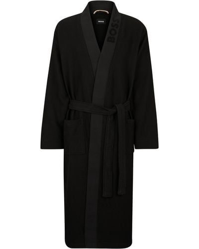 BOSS Bademantel WAFFLE KIMONO - Schwarz