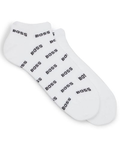 BOSS Two-pack Of Ankle-length Socks With Branding - White