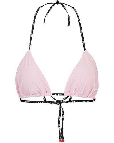 HUGO Triangel-Bikinitop mit Logo-Detail und Logo-Bändern - Pink