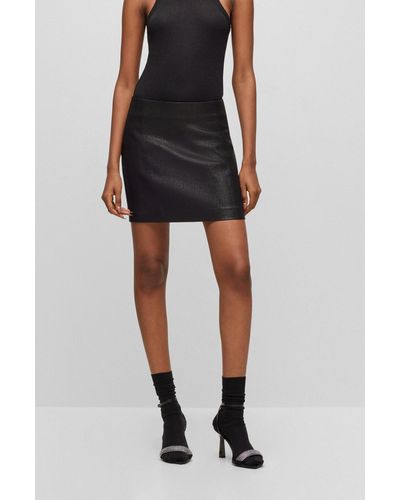 HUGO Minifalda slim fit en tejido con efecto brillante - Negro