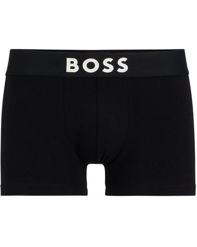 BOSS Stretch-cotton Trunks With Logo Waistband - Black