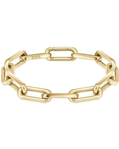 BOSS Gold-tone Bracelet With Branded Link - Metallic