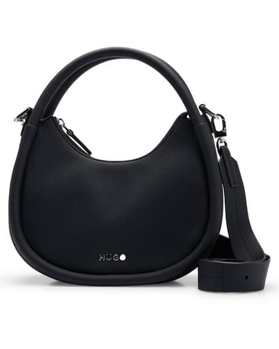 HUGO Faux-leather Crossbody Bag With Logo Lettering - Black