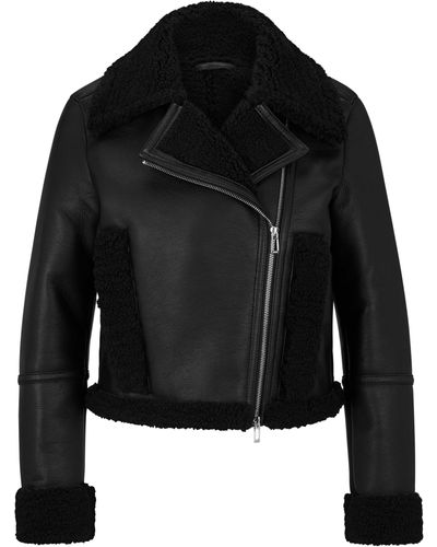 HUGO Jacke aus Kunstleder mit Kunstfellbesatz - Schwarz