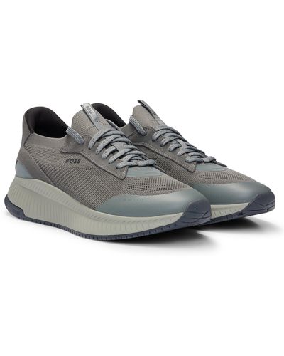 BOSS TTNM EVO Sneakers mit gestricktem Obermaterial - Grau