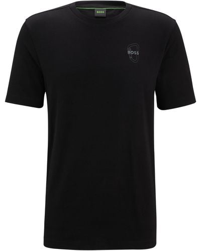 BOSS Regular-fit T-shirt Van Katoenen Jersey Met Karabijnhaak-artwork - Zwart