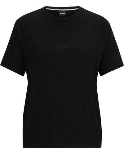 BOSS Regular-fit T-shirt Van Stretchjersey Met Logostiksel - Zwart