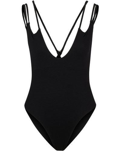 HUGO Badeanzug aus strukturiertem Jersey mit Riemchen - Schwarz
