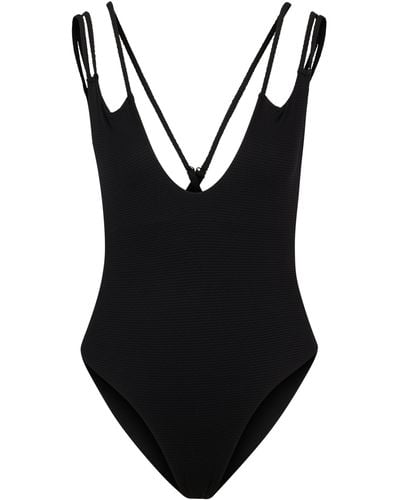 HUGO Structured-jersey Swimsuit With Strap Details - Black