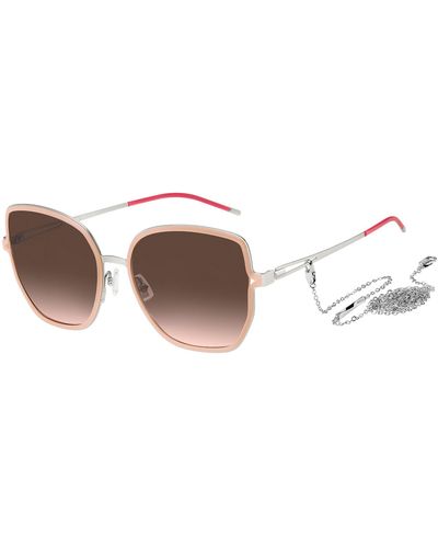 BOSS Nude-frame Sunglasses With Forked Temples And Branded Chain - Multicolor