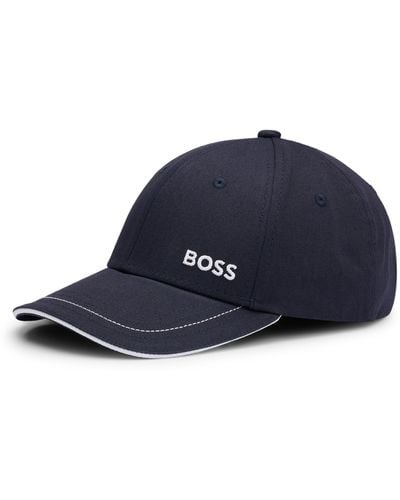 BOSS Cotton-twill Cap With Logo Detail - Blue