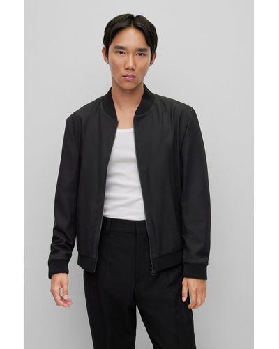 HUGO Slim-fit Zip-up Jacket In Performance-stretch Fabric - Black