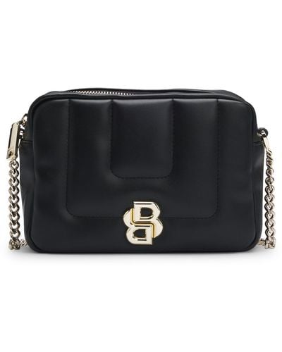 BOSS Quilted Crossbody Bag With Double B Monogram Hardware - Black