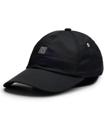 HUGO Water-repellent Nylon Cap With Stacked-logo Rivet - Black