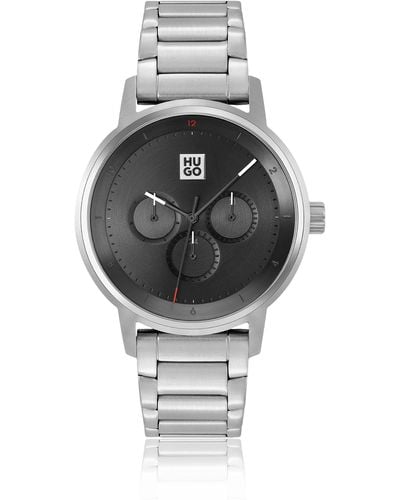 HUGO Link-bracelet Watch With Black Dial - Grey