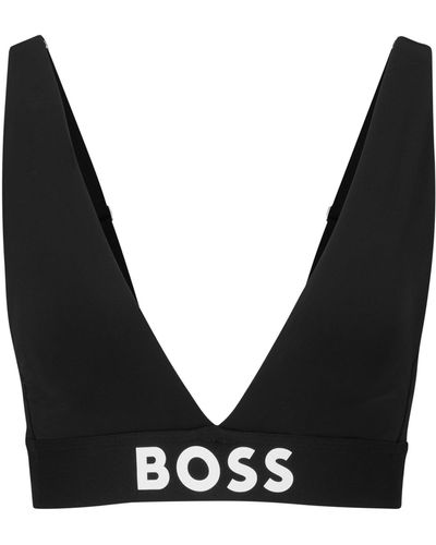BOSS by HUGO BOSS Padded Triangle Bra With Monogram Pattern And Adjustable  Straps in Brown