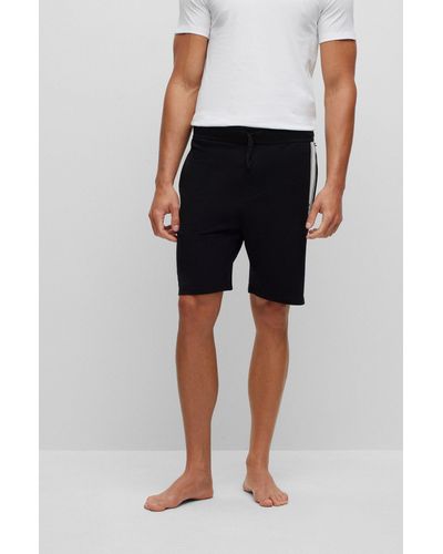 BOSS Cotton Shorts With Stripes And Logo - Black