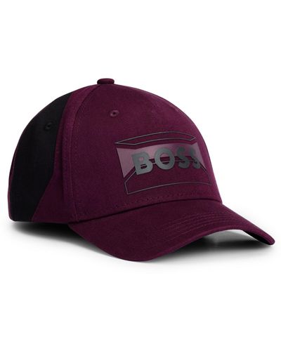 BOSS Casquette en twill de coton avec logo de la saison contrastant - Violet