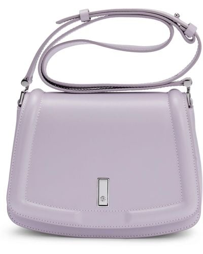 BOSS Leather Saddle Bag With Signature Hardware And Monogram - Purple