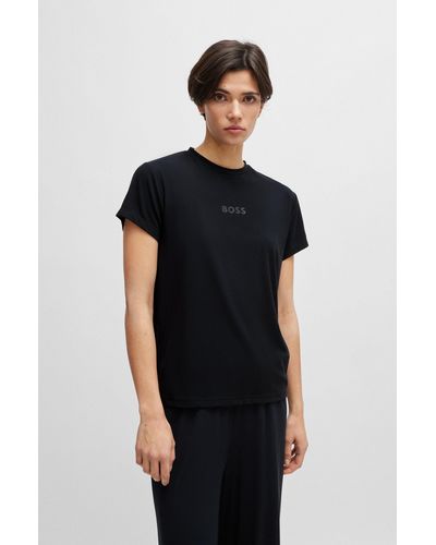 BOSS T-shirt de pyjama en jersey de modal stretch à logo ton sur ton - Noir