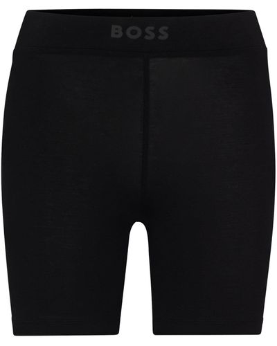 BOSS Skinny-fit Pyjamashorts Met Logotailleband - Zwart