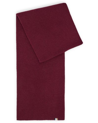 BOSS Ribbed Scarf With Signature-stripe Flag - Red