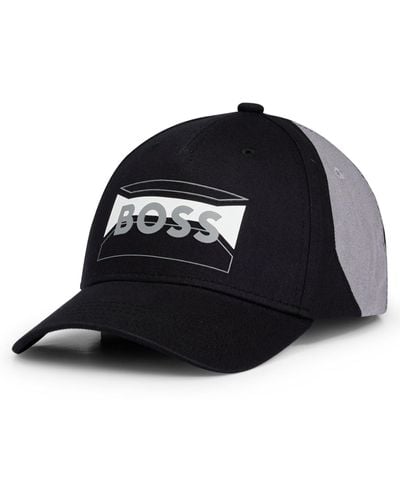 BOSS Casquette en twill de coton avec logo de la saison contrastant - Noir