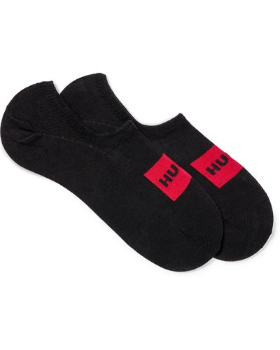 HUGO Lot de deux paires de chaussettes invisibles en coton mélangé - Noir