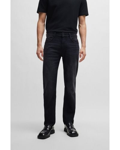 BOSS Regular-fit Jeans In Super-soft Black Italian Denim
