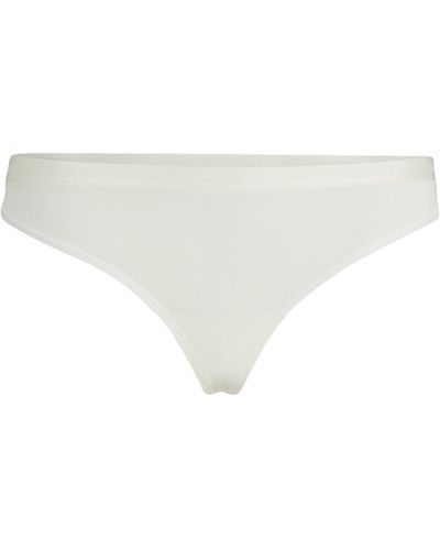 BOSS Low-rise Thong In Stretch Jersey With Logo Waistband - White