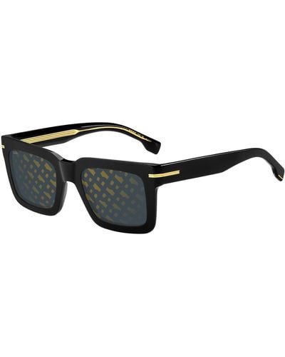 BOSS Acetate Sunglasses With Signature Hardware Detail - Black