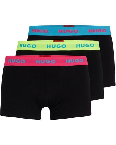 HUGO Dreier-Pack Boxershorts aus Stretch-Baumwolle mit Logos am Bund - Schwarz