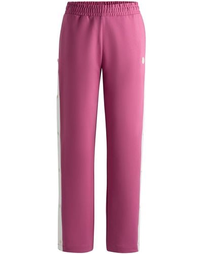 HUGO Stretch-cotton Tracksuit Bottoms With Side Tape - Red