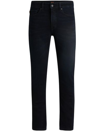BOSS Slim-fit Jeans In Blue-black Comfort-stretch Denim