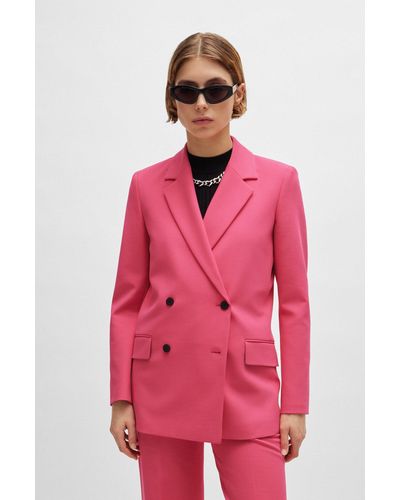 HUGO Relaxed-fit Jacket With Double-breasted Closure - Pink