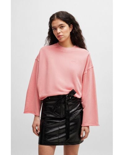 BOSS Cotton-terry Sweatshirt With Drawcord Cuffs - Pink